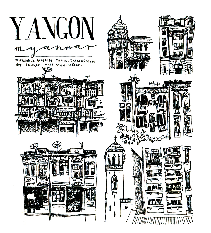 Yangon Line Illustration unrouxly