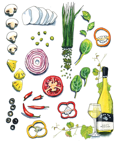 pizza- ingredients-and-wine-illustration-unrouxly