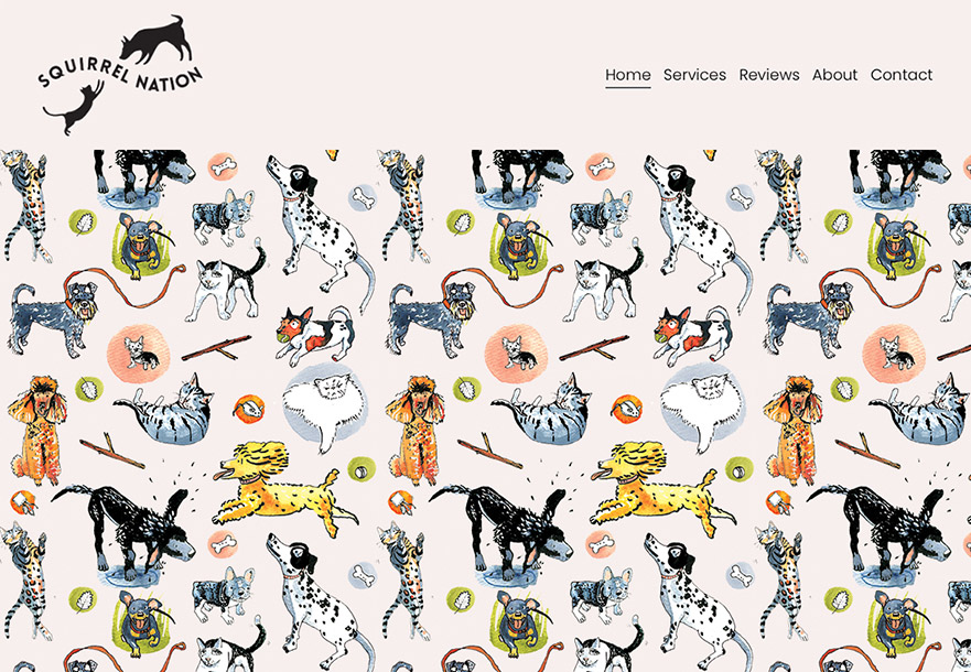 Squirrel Nation dog pattern unrouxly illustration